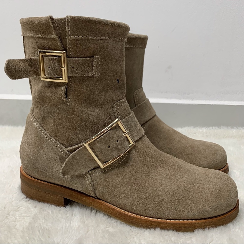 Jimmy Choo Women's Brown Suede Leather Moto Boots Size 36.5